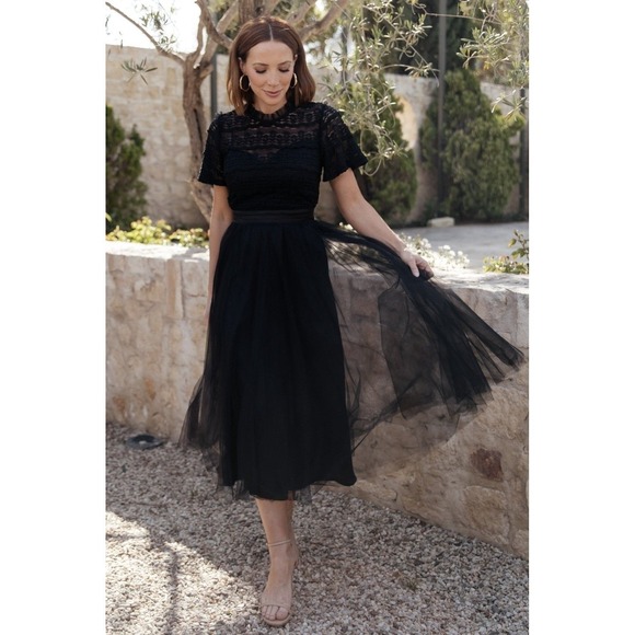 Baltic Born Dresses & Skirts - Baltic Born‎ NWOT Darcy Tulle Midi Dress Black Lace Party Cocktail Evening Small